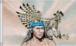 CDA 3'x5' Flag>Native Indian With Eagle